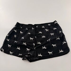 PINK Victoria’s Secret Dog Print Boxer Short Pj Pajamas Black White Small